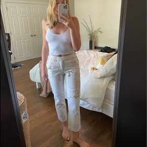 White/Floral Patchwork Pants by We the Free